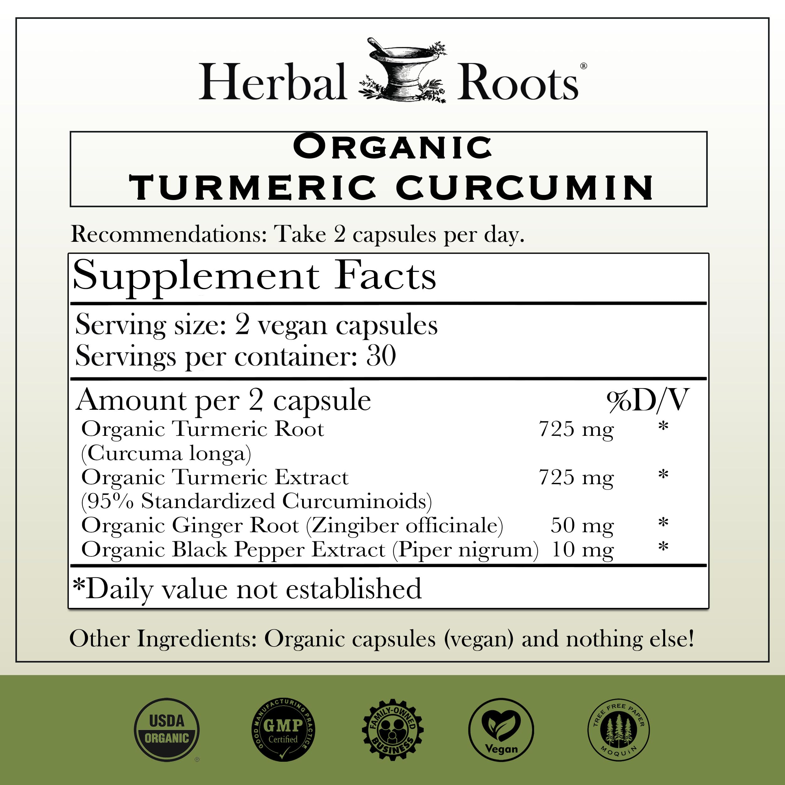 Herbal Roots cápsulas en primer plano que evidencian textura vegetal y pureza