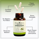 Herbal Roots cápsulas dentro del frasco destacando cantidad y aspecto