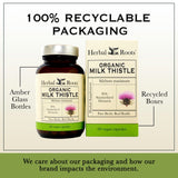 Herbal Roots bote junto a mano para apreciar tamaño y dosis