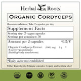 Herbal Roots detalle de etiqueta con ingredientes y certificaciones visibles