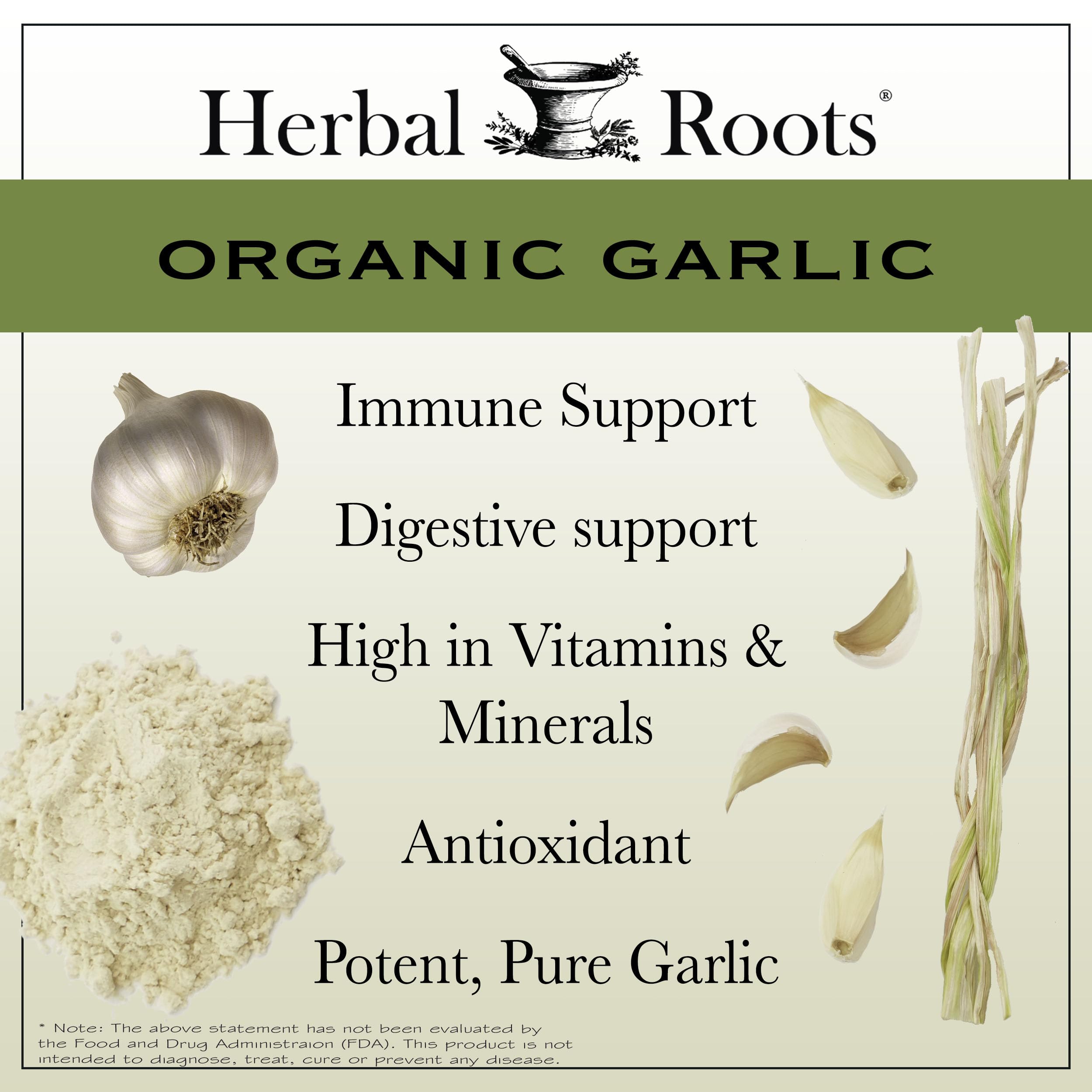 Herbal Roots primer plano del polvo de ajo orgánico mostrando pureza