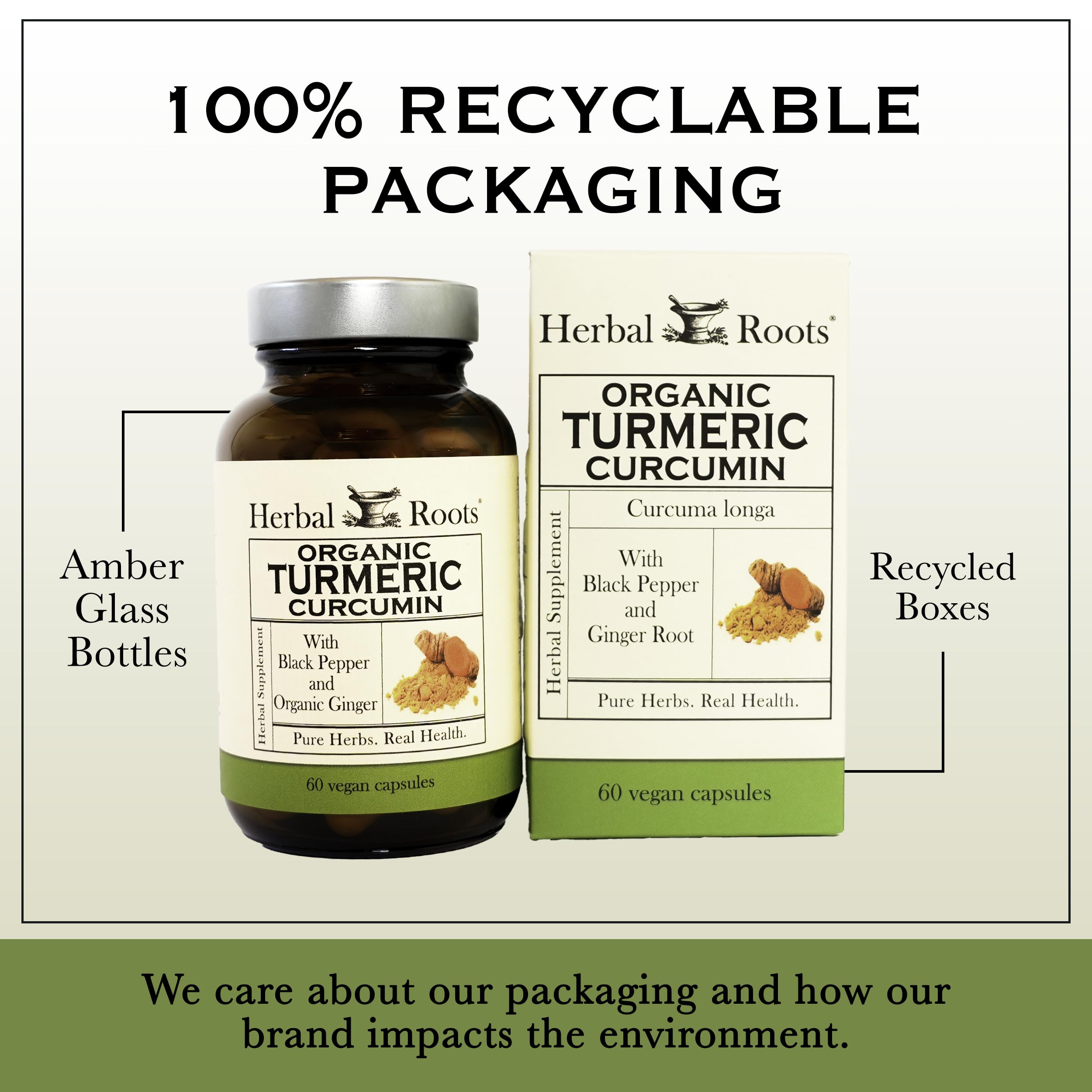 Herbal Roots etiqueta con sello USDA Organic y detalles de calidad