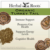 Herbal Roots etiqueta con sellos USDA Organic y cGMP para confianza