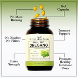 Herbal Roots etiqueta con 65% carvacrol resaltando la potencia y control de calidad