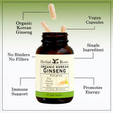Herbal Roots etiqueta con ingredientes y certificaciones visibles