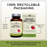 Herbal Roots etiqueta con ingredientes y sellos mostrando certificaciones orgánicas y confianza