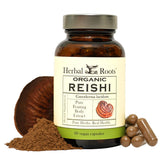 Herbal Roots frasco frontal mostrando etiqueta y beneficio de pureza