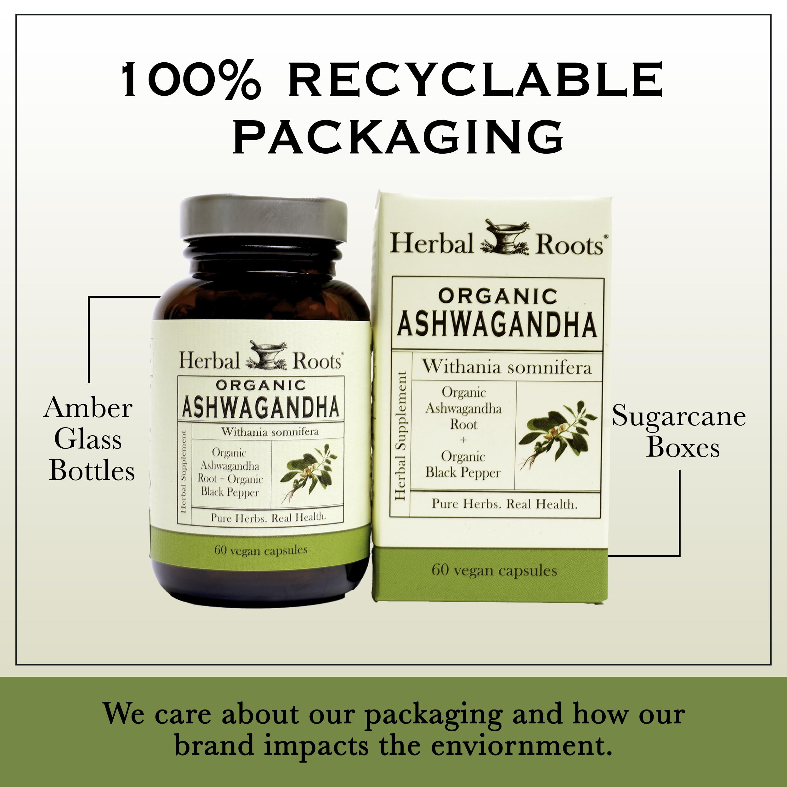 Herbal Roots cápsula en mano para comparar tamaño y dosificación práctica