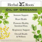 Herbal Roots textura del aceite de orégano en primer plano indicando pureza y concentración