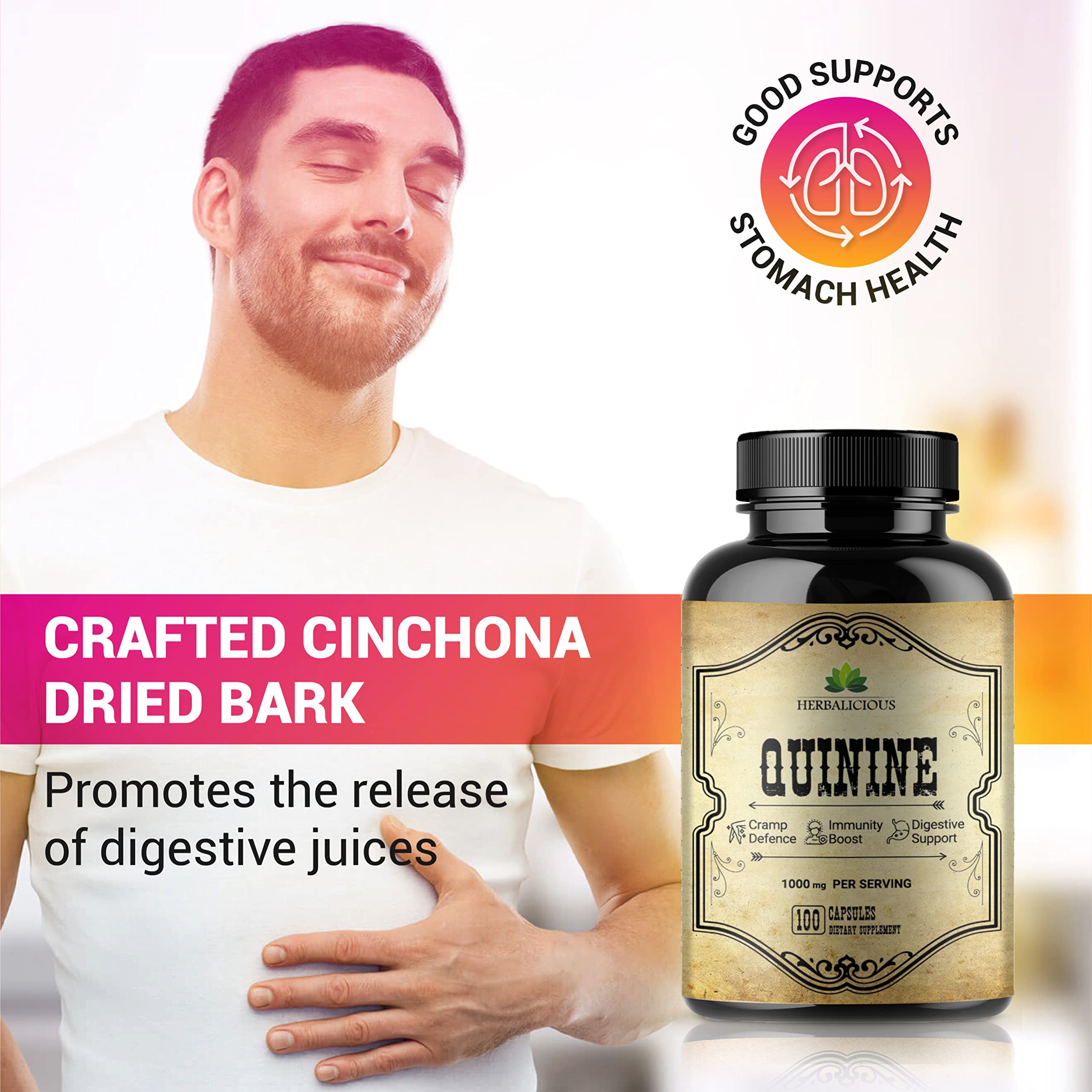 HERBALICIOUS cápsula en mano mostrando tamaño y dosificación clara