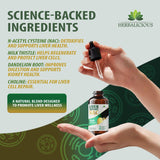 HERBALICIOUS frasco junto a objetos para comparar tamaño y servir