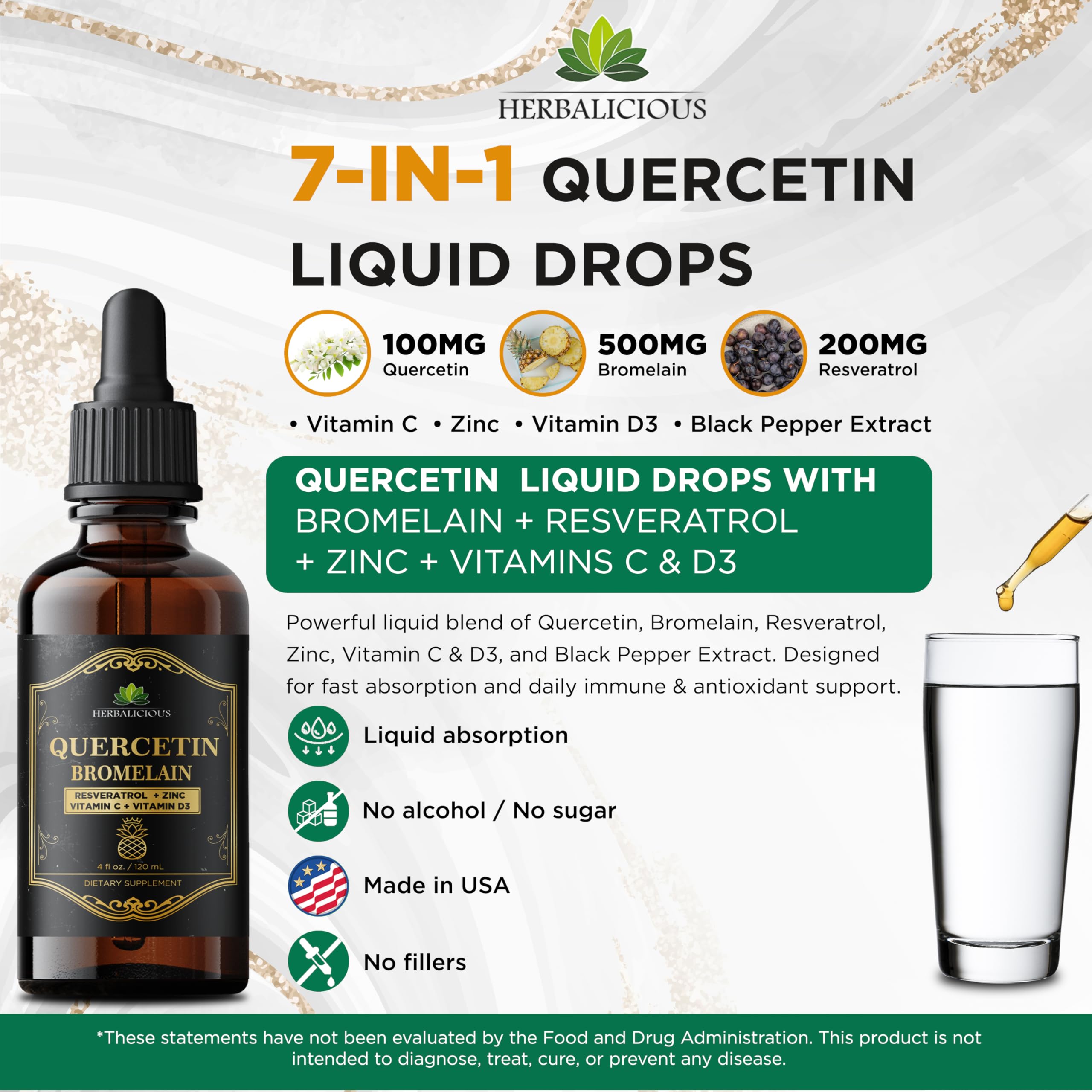 HERBALICIOUS cuentagotas con una gota en punta para dosificación precisa y rápida