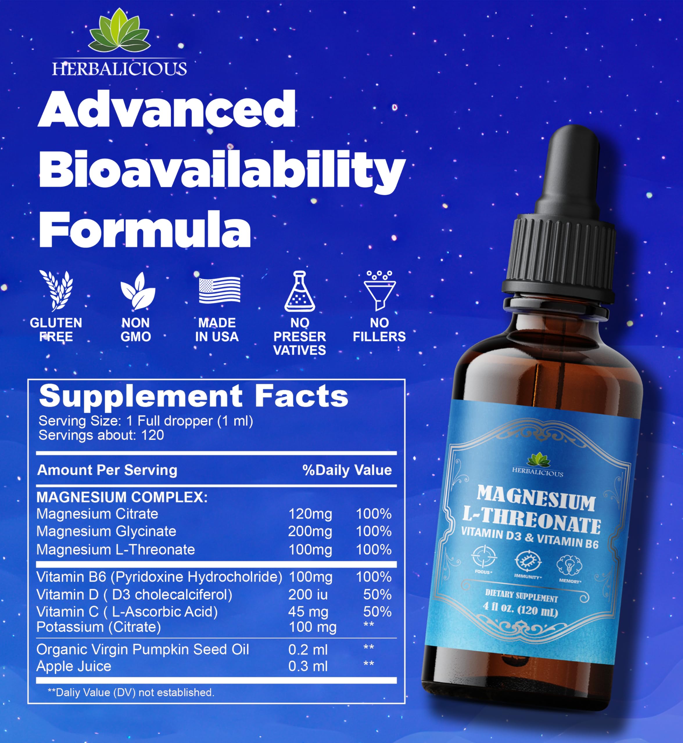 HERBALICIOUS aceite de semilla de calabaza orgánico y manzana natural, destaca ingredientes limpios