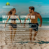 HERBALICIOUS gotas de extracto en superficie mostrando color y consistencia concentrada