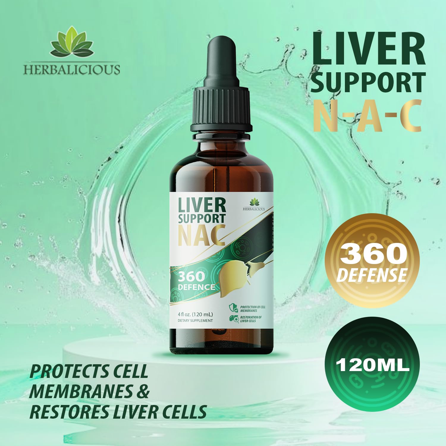 HERBALICIOUS detalle del líquido enfatizando textura y fácil mezcla