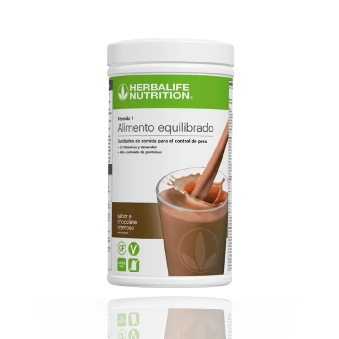 Herbalife envase frontal de Formula 1 chocolate mostrando diseño y volumen