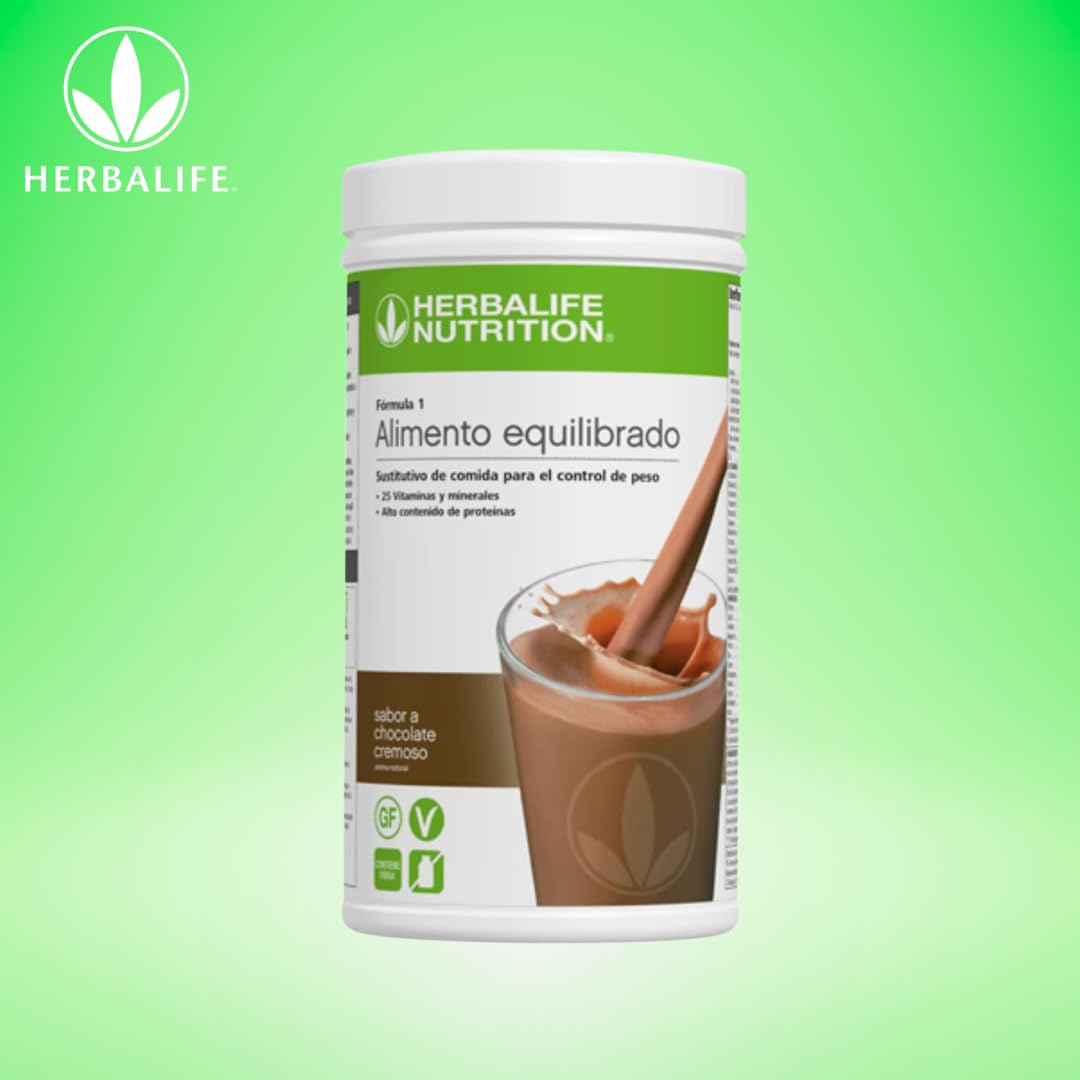 Herbalife primer plano del polvo de Formula 1 enfatizando textura cremosa