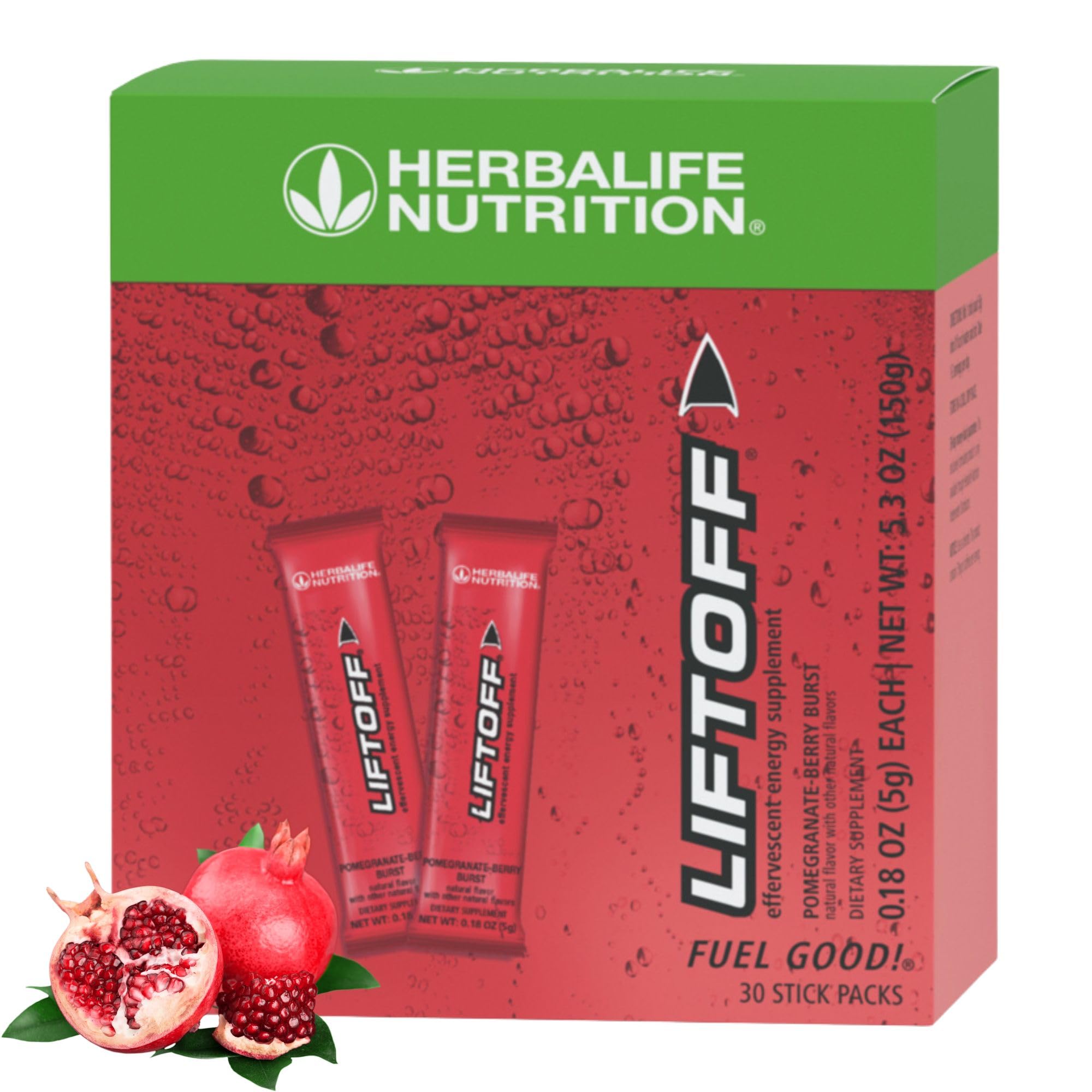 Herbalife frasco Liftoff frontal mostrando envase y tabletas