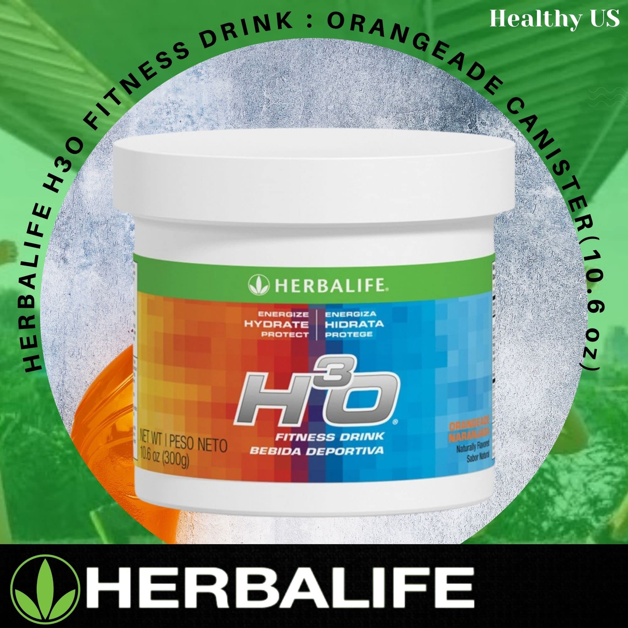 Herbalife H³O polvo naranja textura visible para mezcla fácil y sabor natural