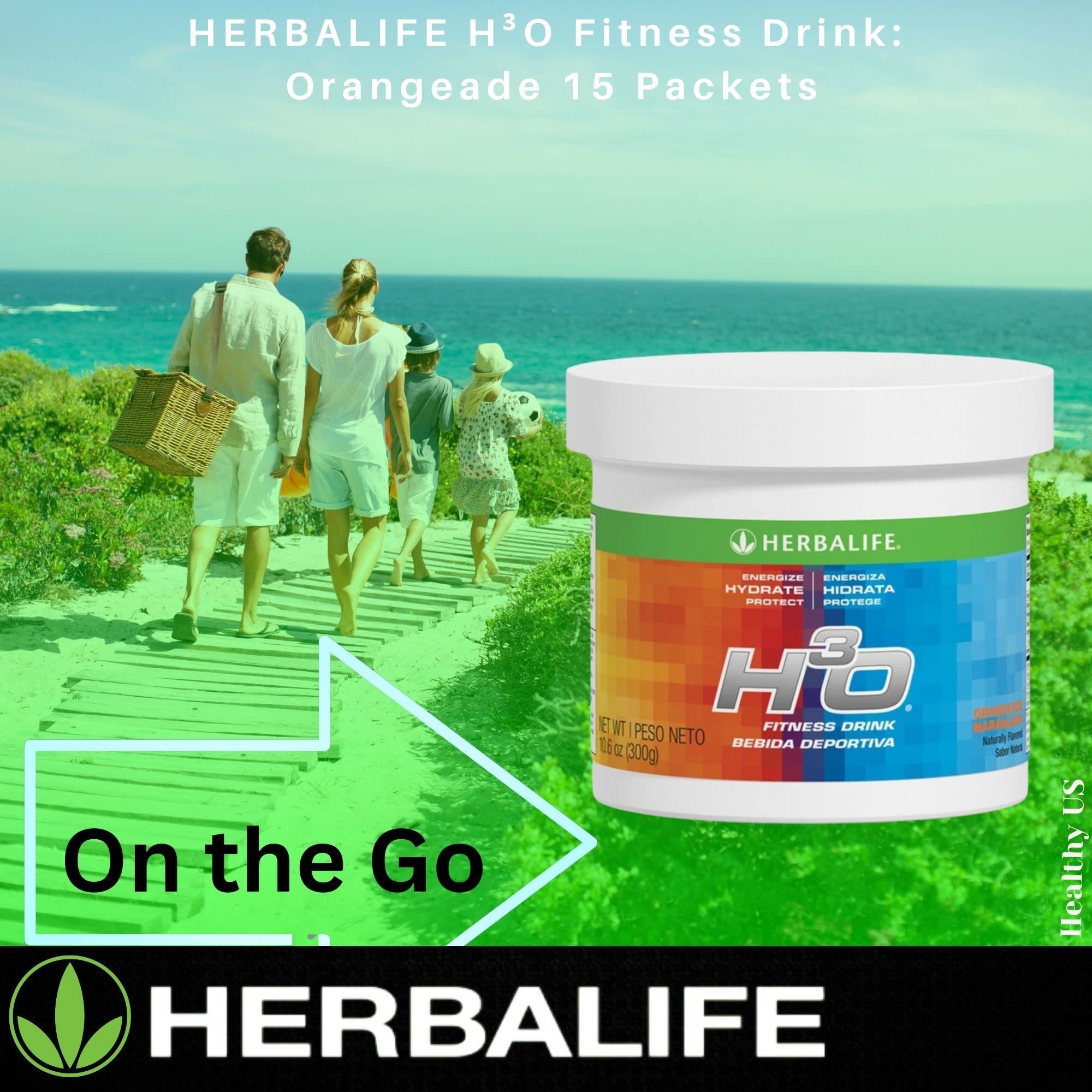 Herbalife H³O comparación de tamaño del envase 300 g para transporte práctico