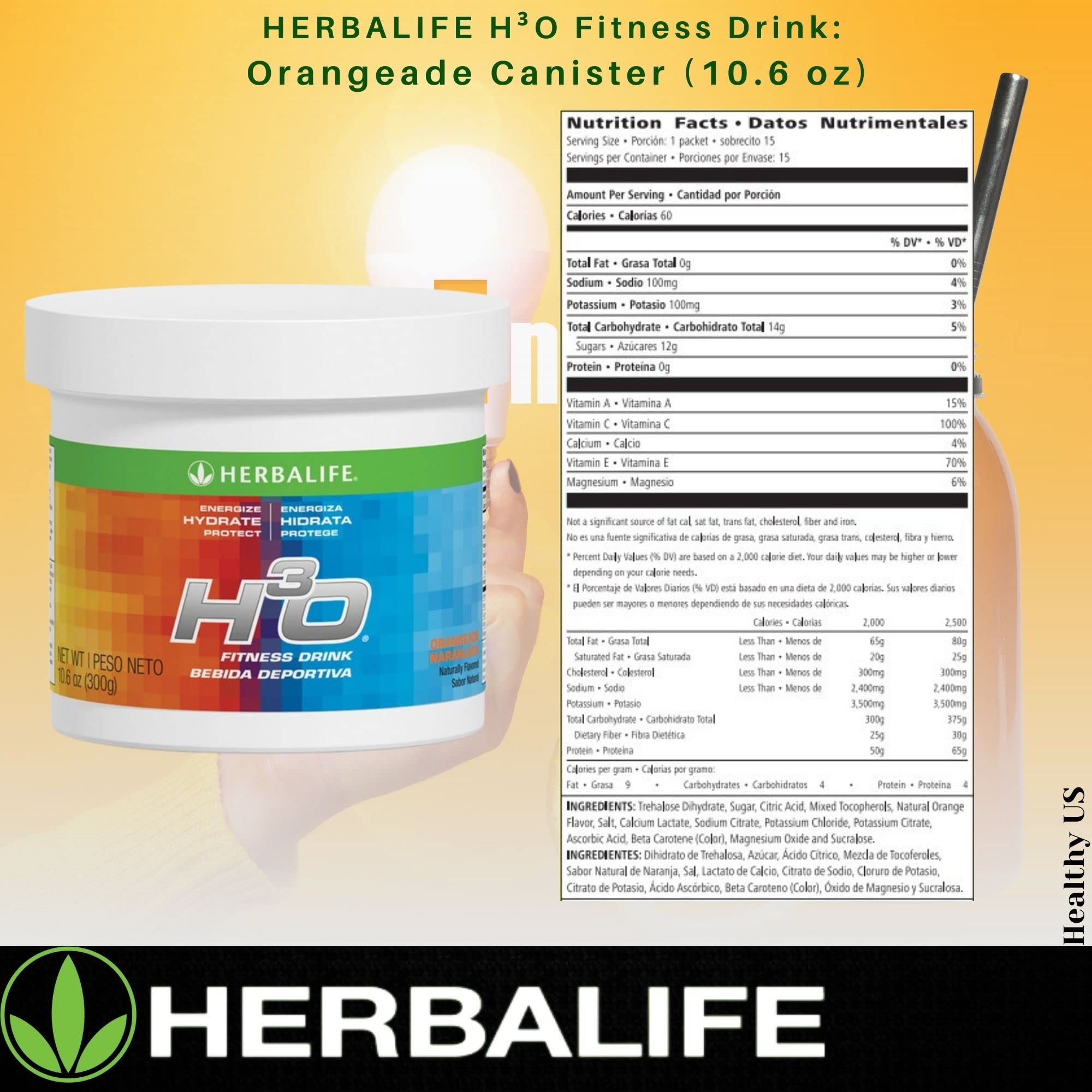 Herbalife H³O bebida en vaso lista para beber que aporta energía inmediata