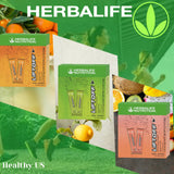 Herbalife vaso en escritorio de oficina para un impulso de concentración