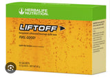 Herbalife LIFTOFF sobre frontal mostrando etiqueta y beneficio energético inmediato