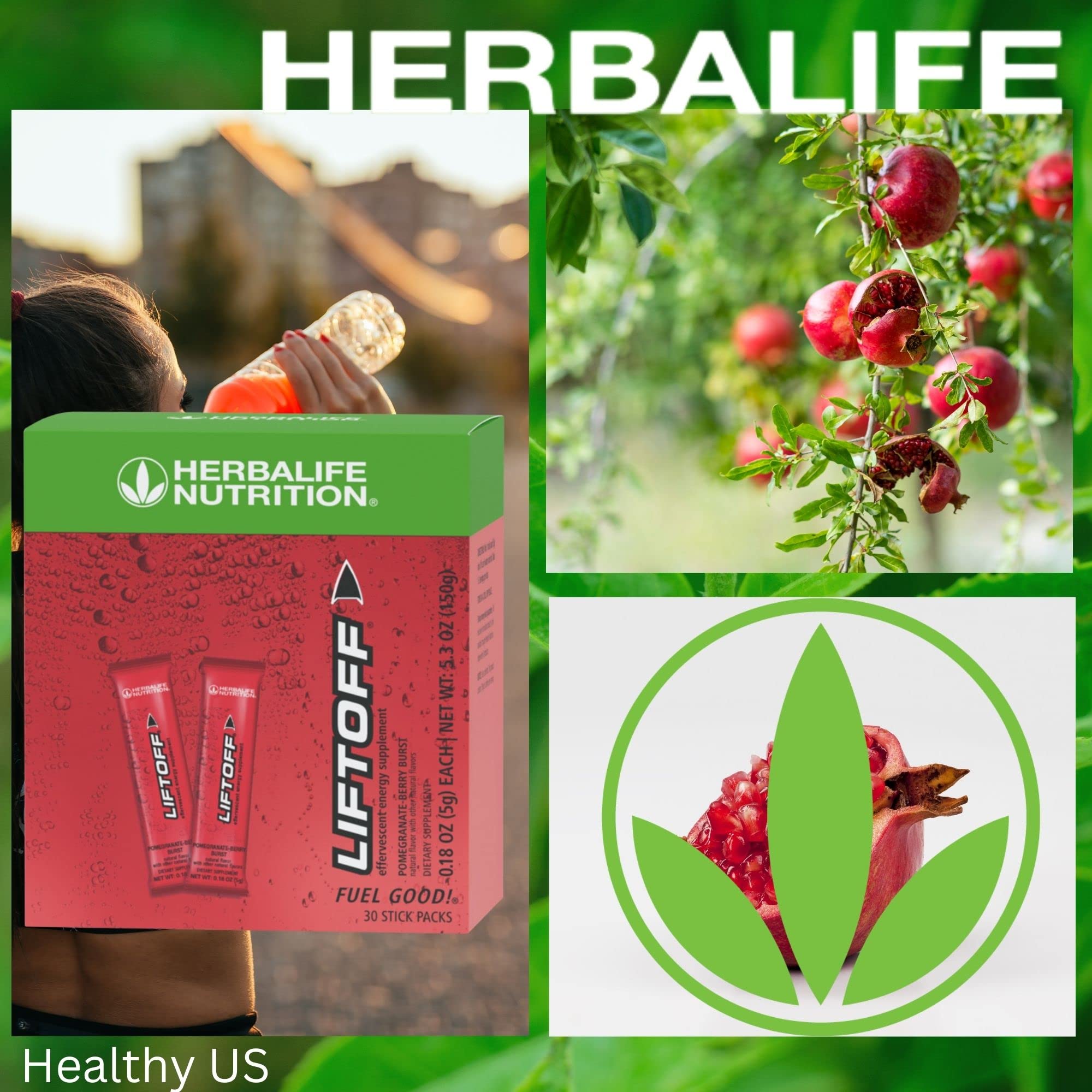 Herbalife Liftoff en gimnasio junto a botella, apoyo preentreno portátil