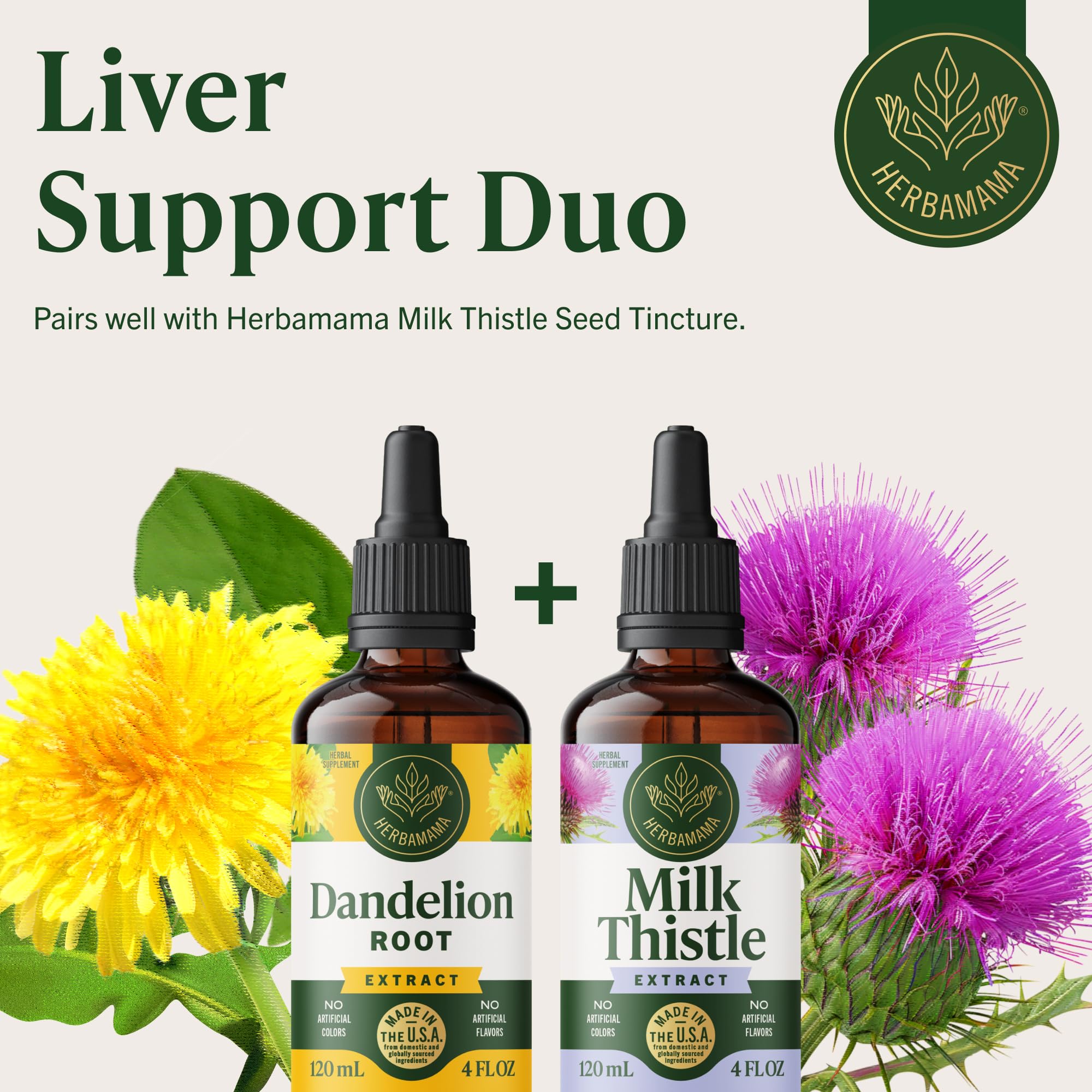 HERBAMAMA frasco en escena lifestyle junto a jugo para integración rutinaria
