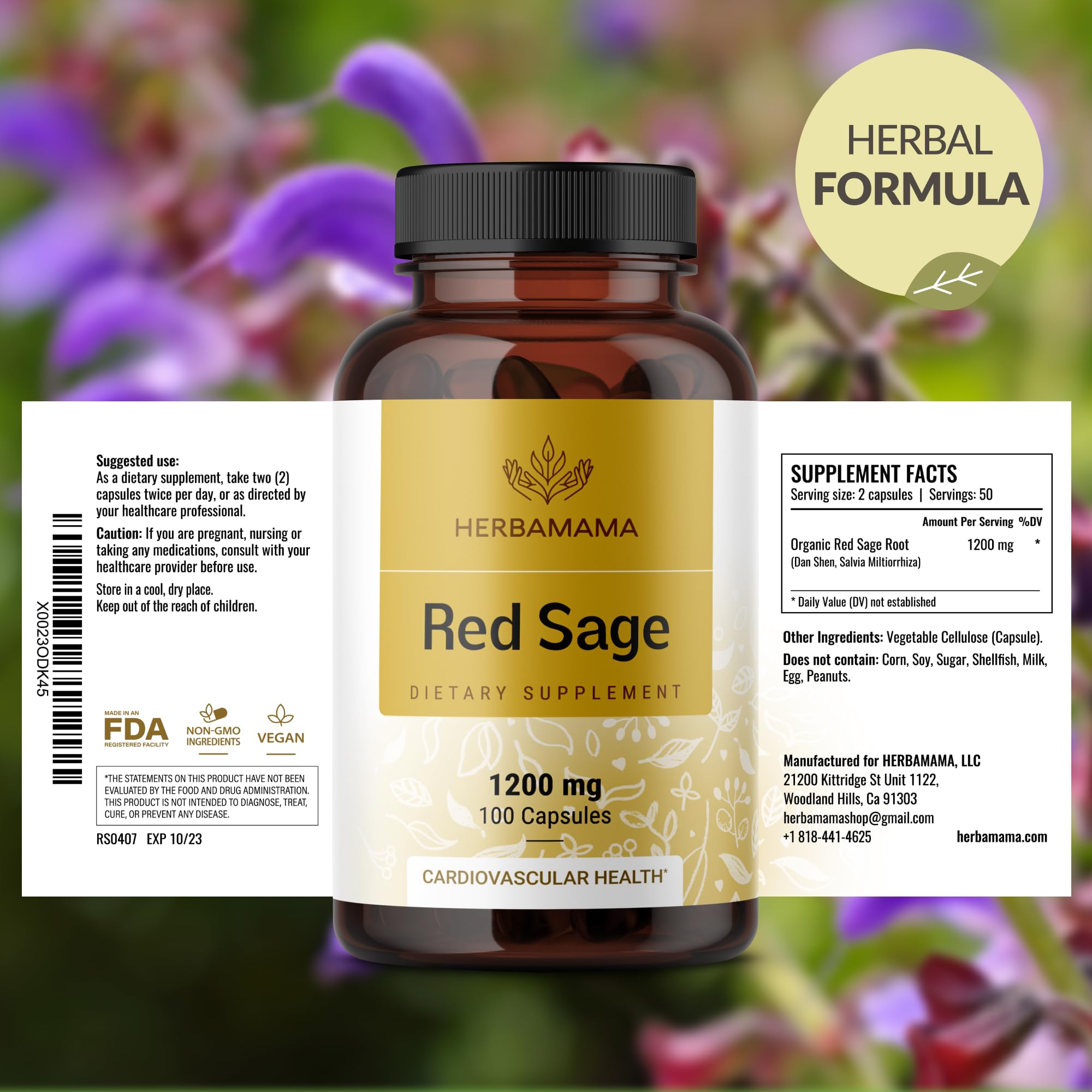 HERBAMAMA etiqueta con ingredientes, transparencia y lista sencilla
