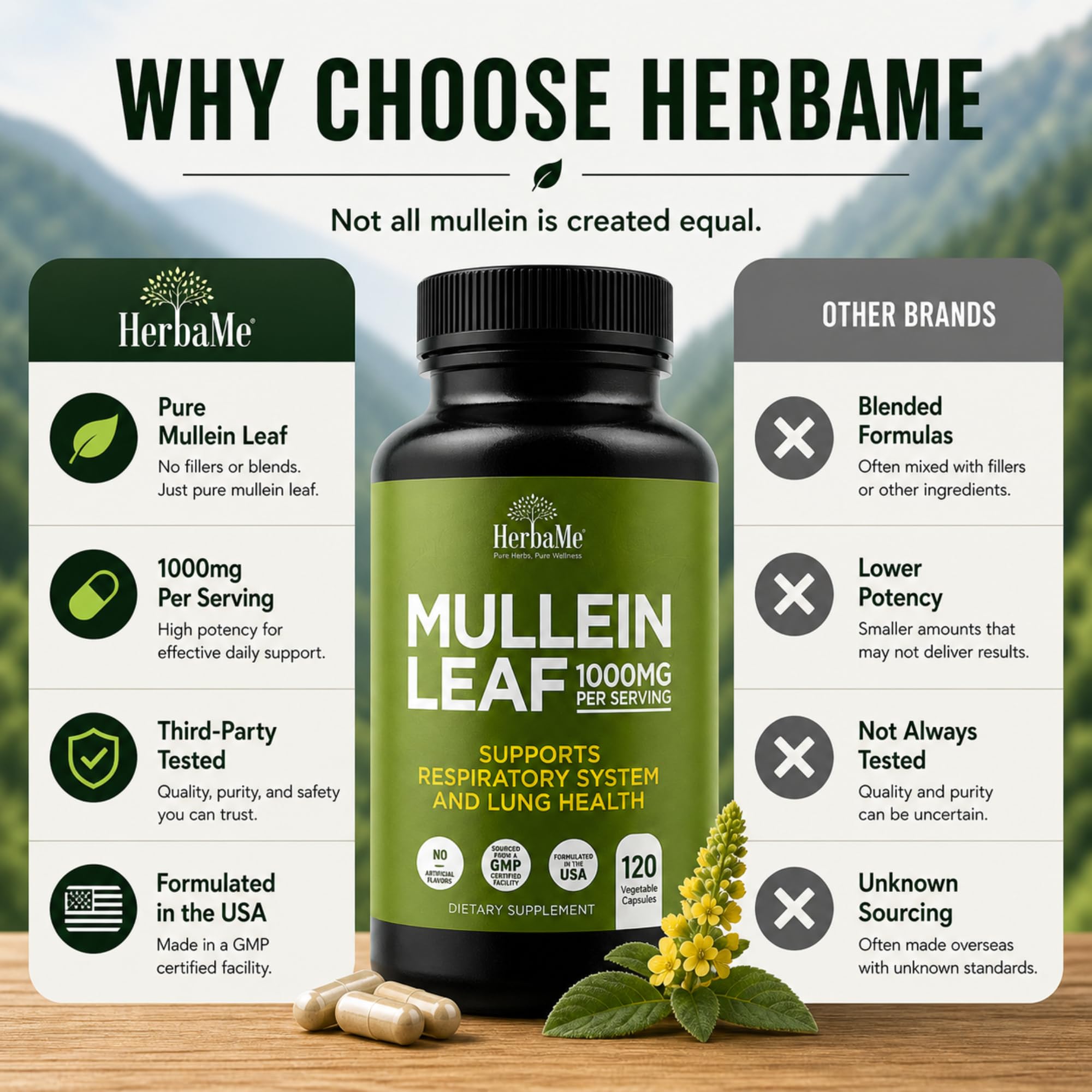 HerbaMe etiqueta nutricional resaltando fabricación y calidad