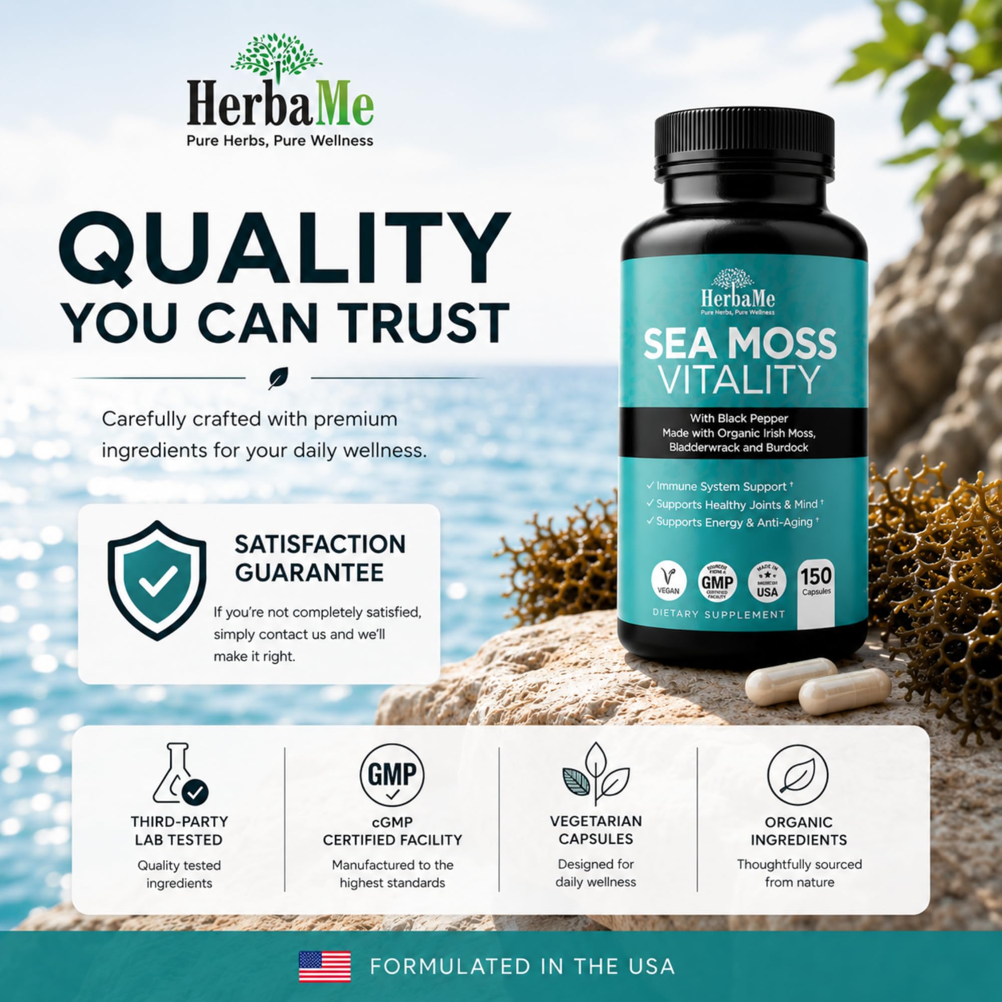HerbaMe sello de prueba de terceros para confianza en calidad