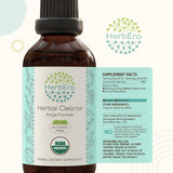 HerbEra frasco en mano mostrando tamaño de 2 fl oz para referencia práctica