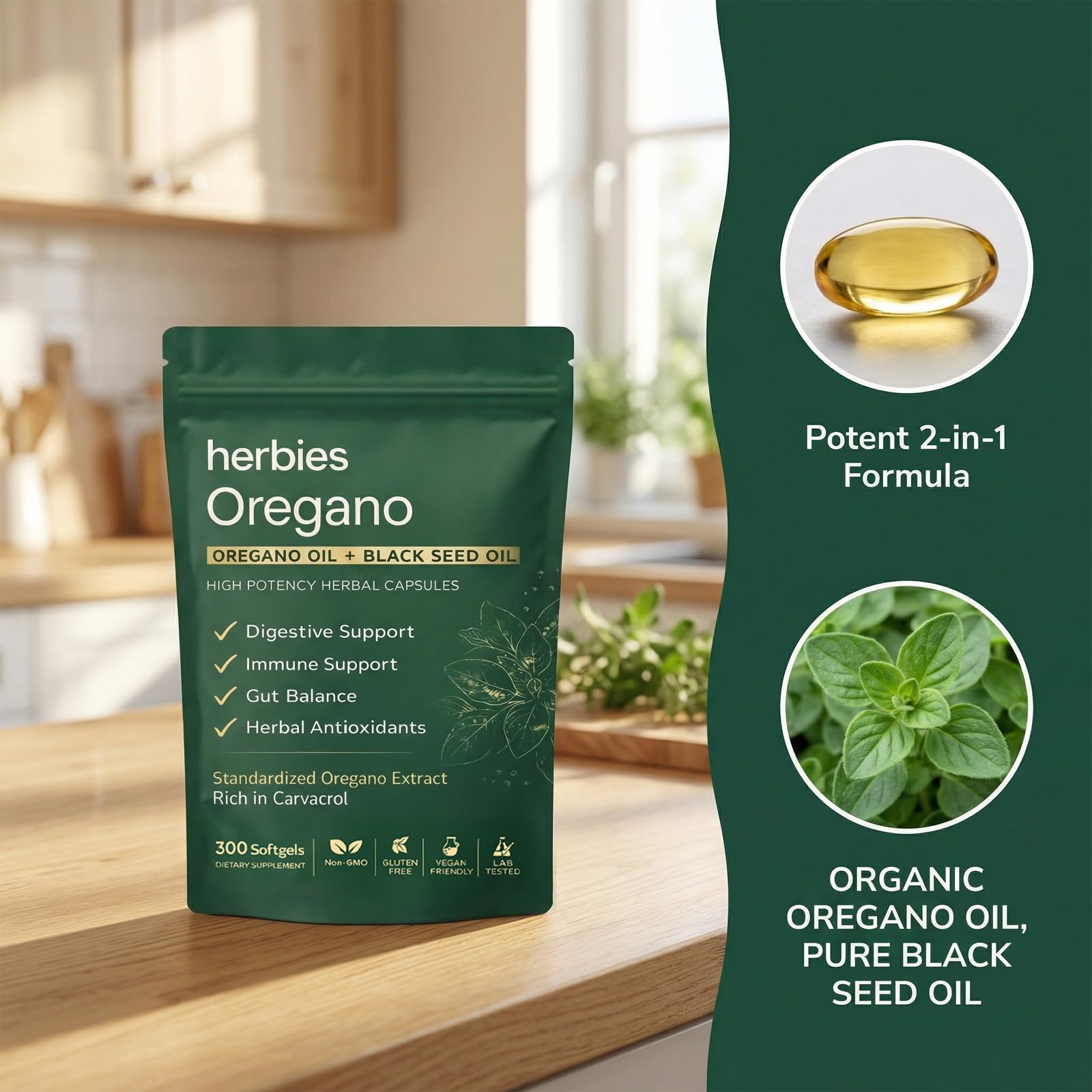 HERBIES OREGANO etiqueta con información nutricional clara y confianza