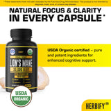 HERBIFY etiqueta con ingredientes y sello USDA Organic visible