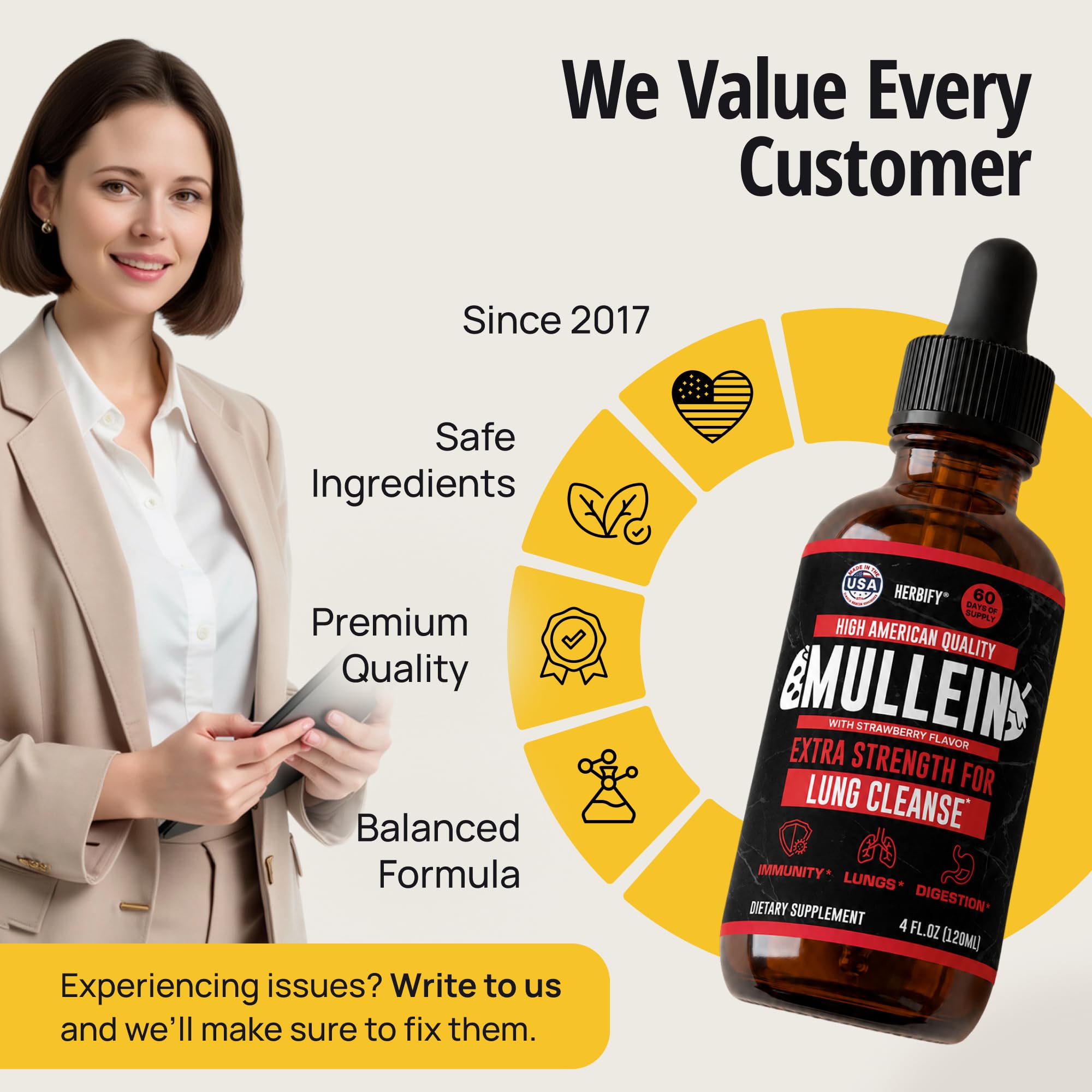 HERBIFY etiqueta con ingredientes y origen para confianza de calidad
