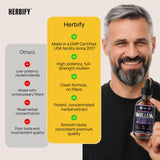 HERBIFY comparación de tamaño del frasco 4 oz junto a mano para escala