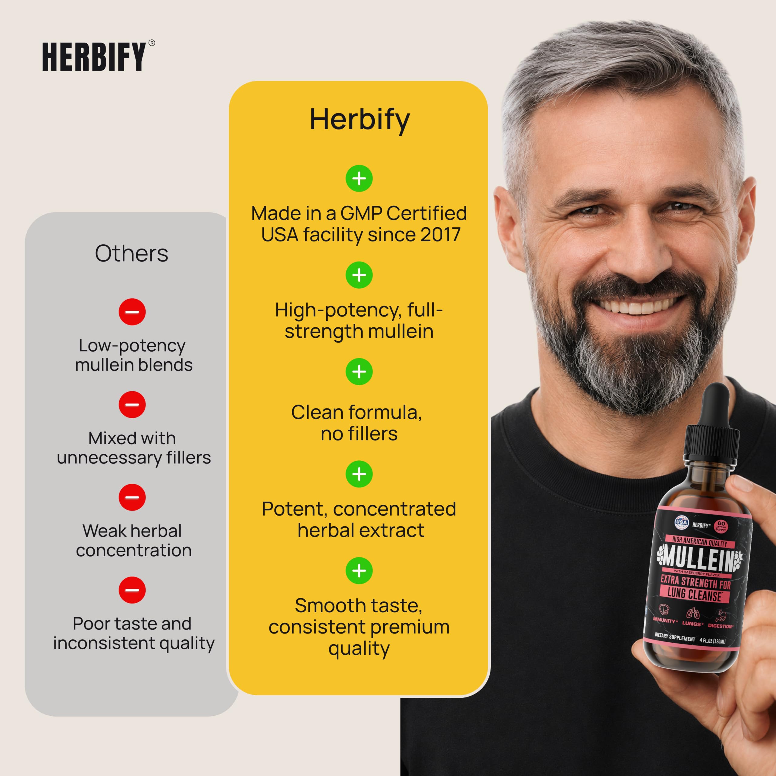 HERBIFY botella 4 oz junto a objetos para comparar escala