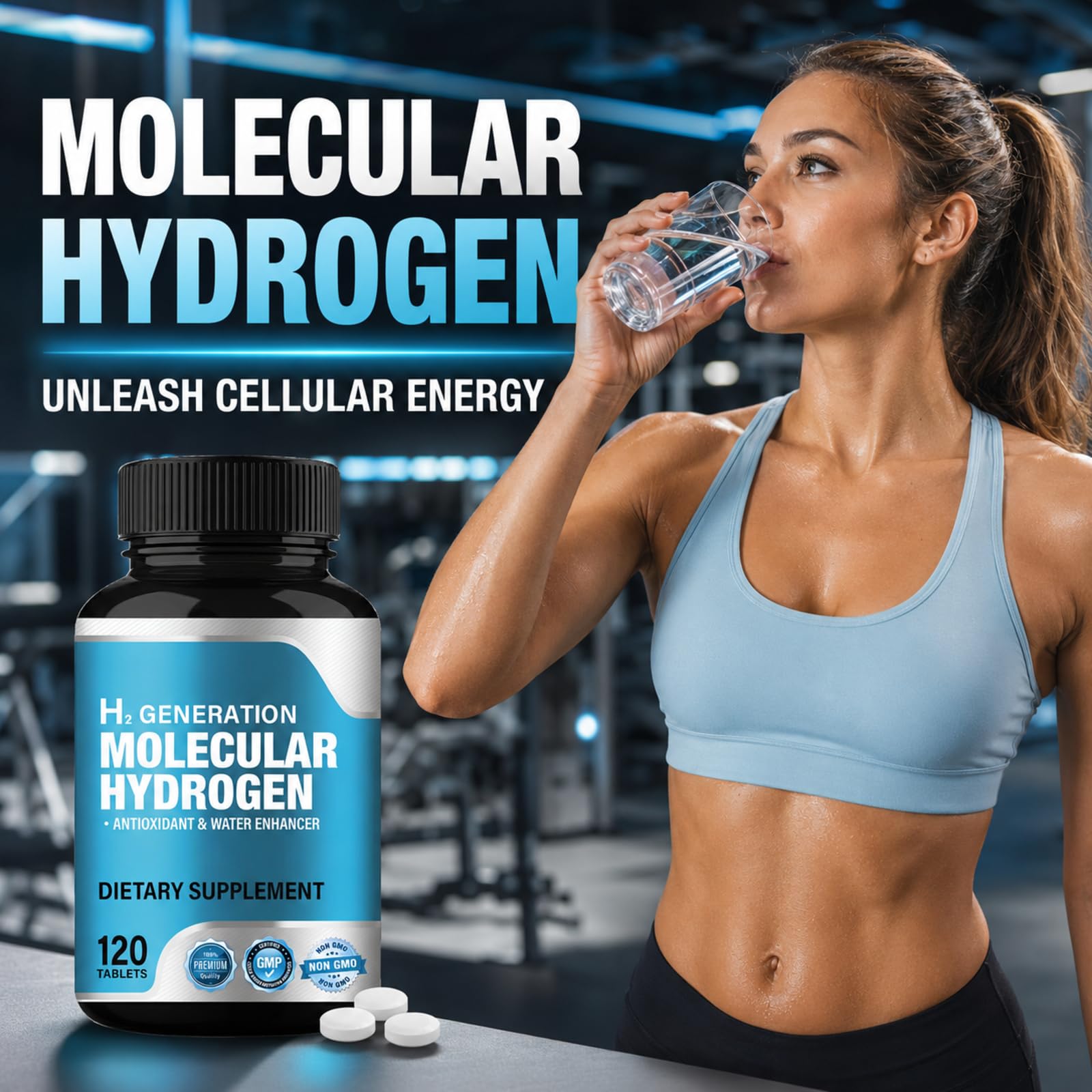 Herbounty tableta efervescente en agua generando hidrógeno y fácil preparación