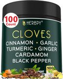 Herbpy frasco frontal mostrando 100 cápsulas y etiqueta claramente legible, comodidad diaria