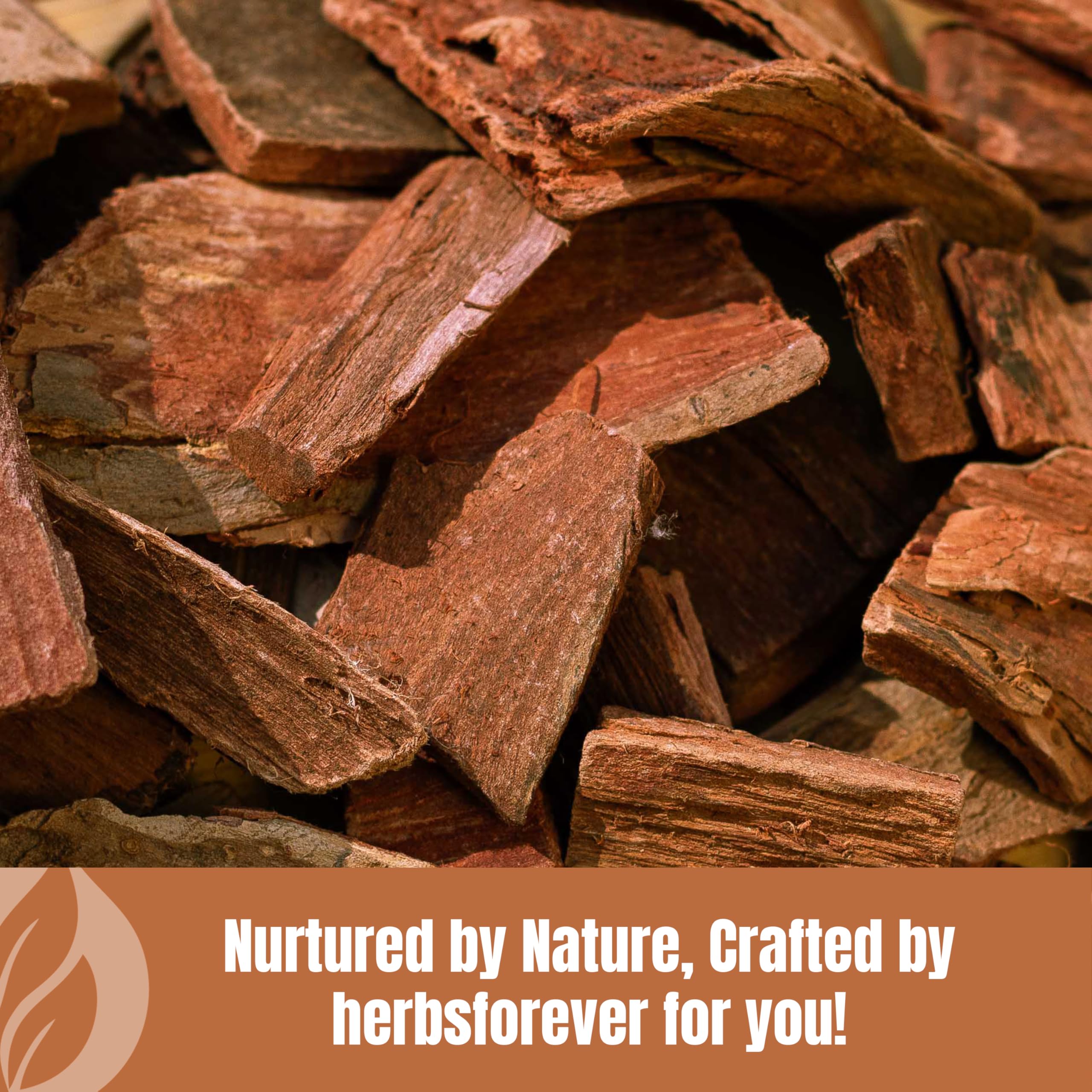 Herbsforever corteza y polvo crudo que muestra origen natural