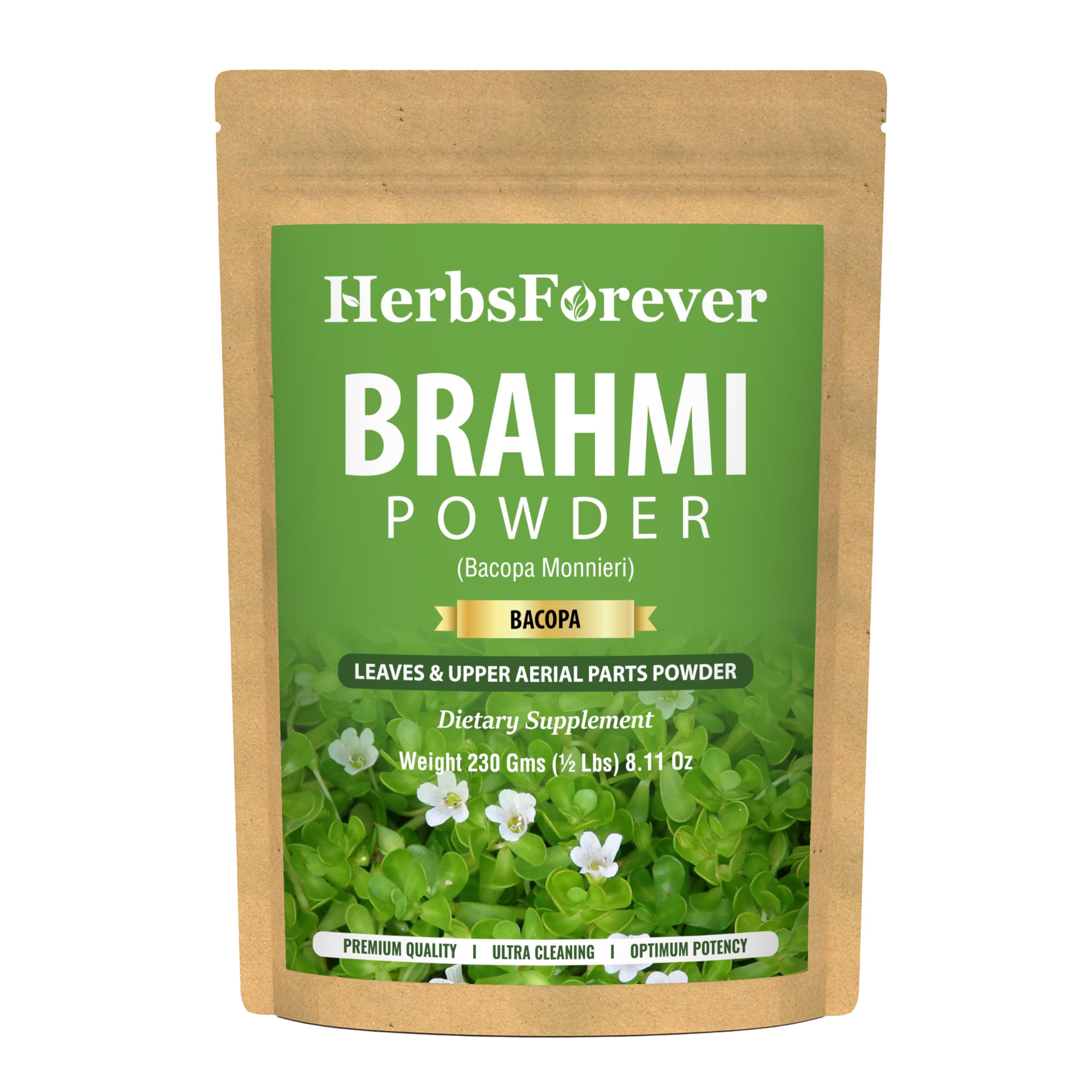 Herbsforever envase frontal de Brahmi muestra calidad y pureza