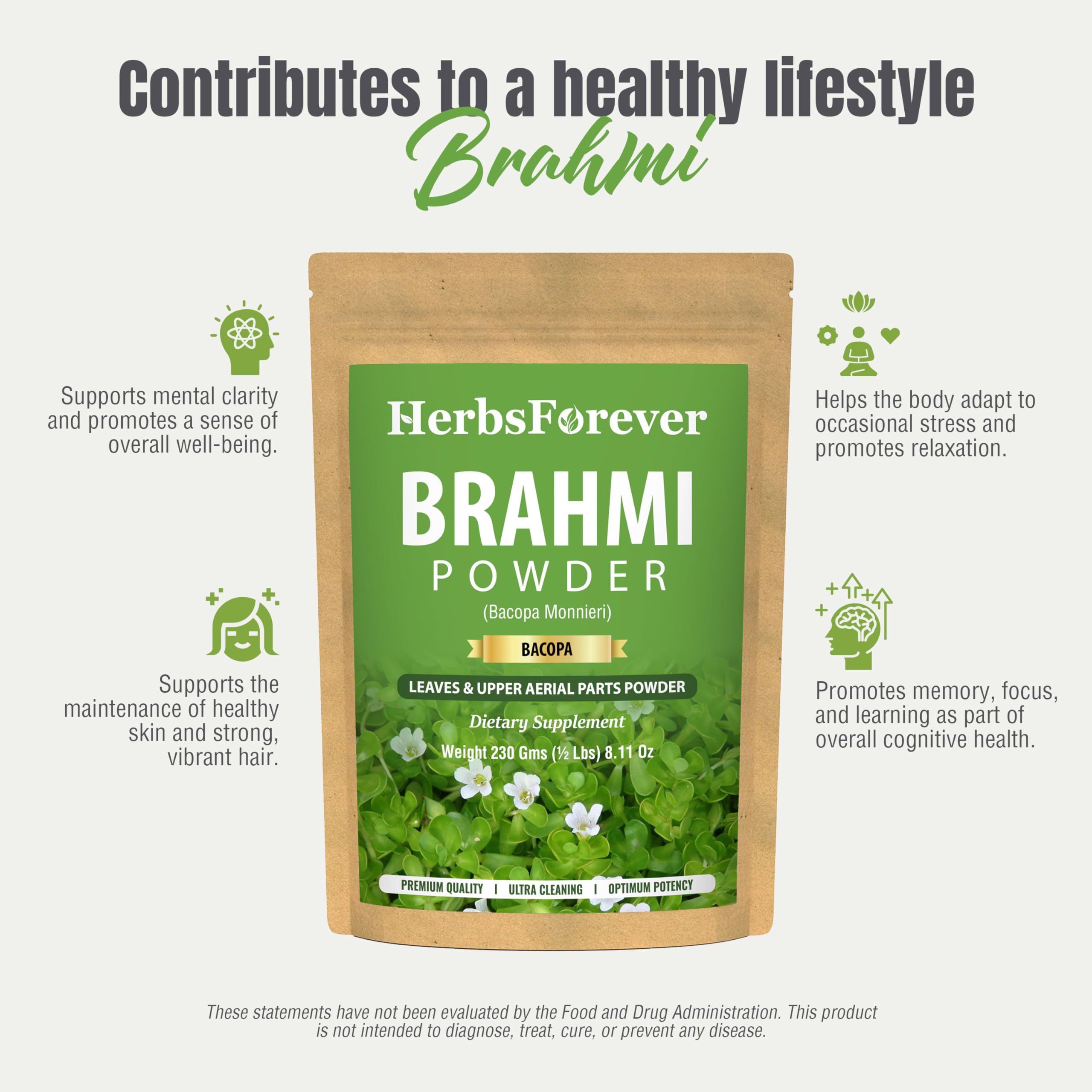 Herbsforever hojas secas de Bacopa que ilustran origen natural