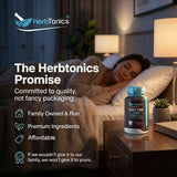 Herbtonics botella y cápsulas mostrando suministro para 60 noches