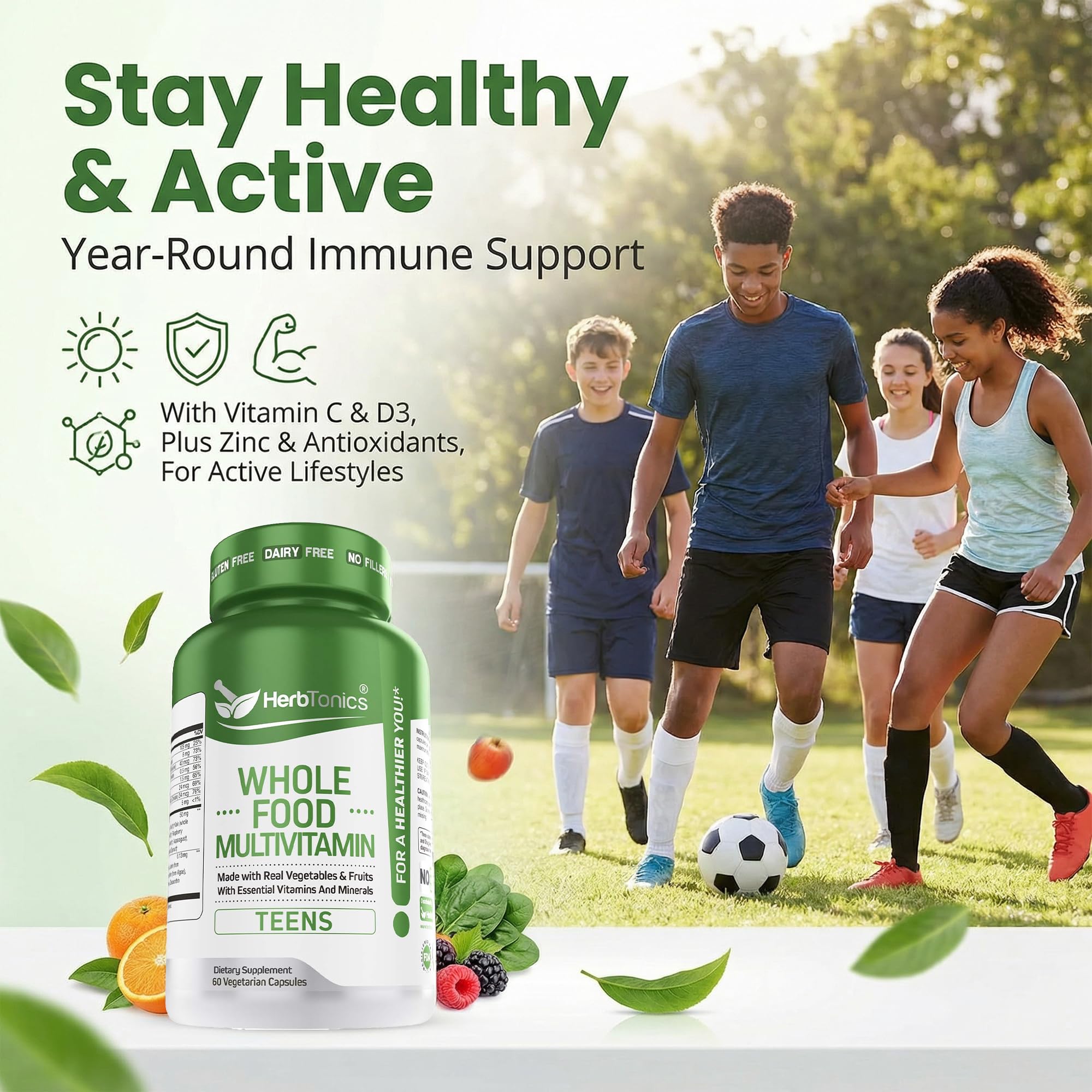 Herbtonics sello GMP en etiqueta que enfatiza control de calidad