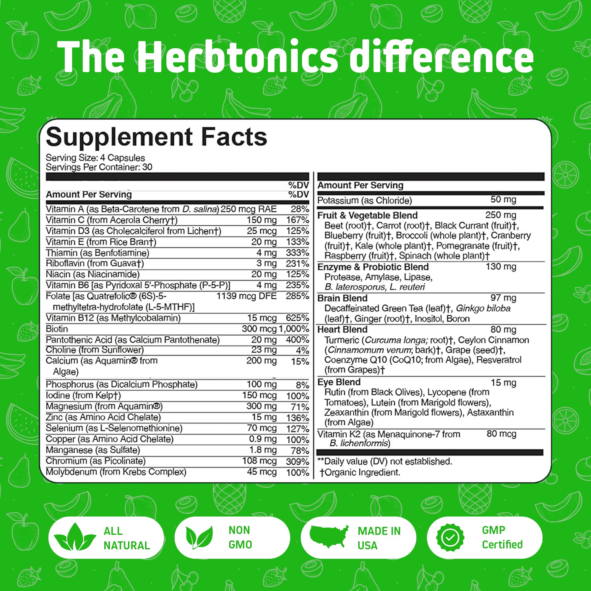 Herbtonics visual de probióticos y enzimas para mejor digestión