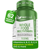 Herbtonics envase frontal mostrando multivitamínico vegano y beneficios