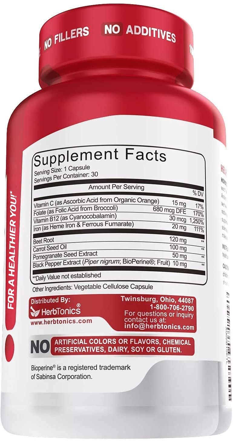 Herbtonics etiqueta con ingredientes naturales y certificados cGMP