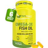 Herbtonics frasco principal Omega‑3, presentación de 180 cápsulas para ahorro