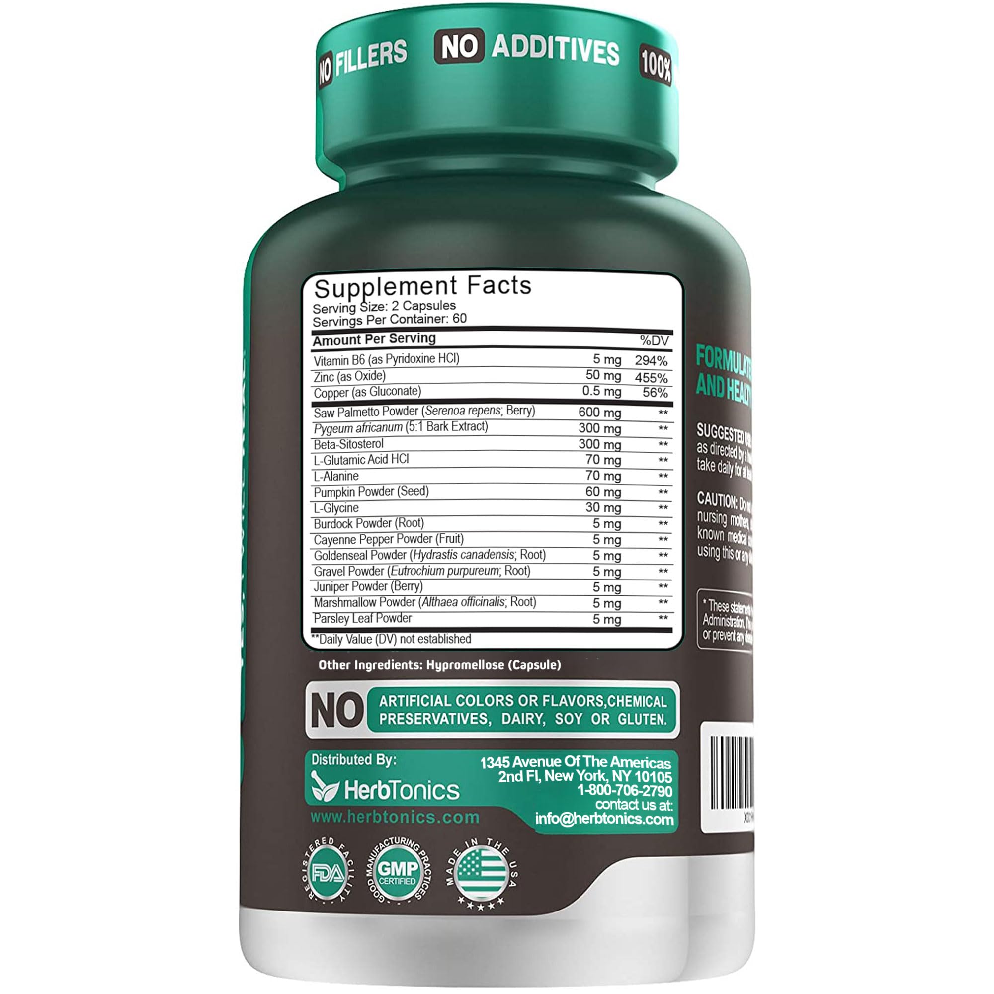 Herbtonics Prostonic Ultra laboratorio cGMP enfatizando calidad y pruebas